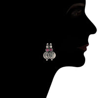 Etnico 18K Silver Oxidised Traditional South Indian Style Coin Necklace With Earrings For Women & Girls (MC063ZQ)