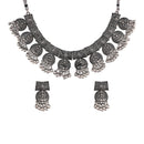 Etnico Oxidised Silver Plated Afghani Choker Necklace Jewellery Set for Women (MC070)