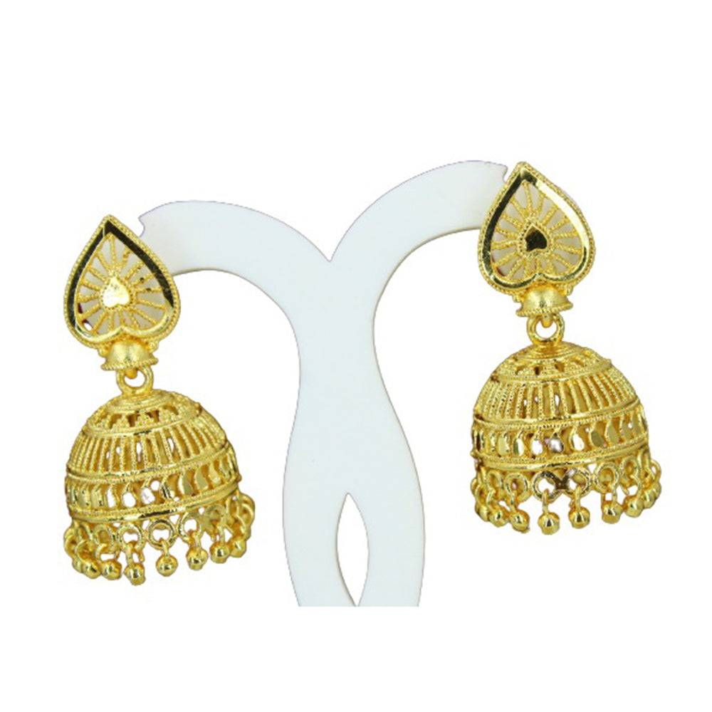 Mahavir Gold Plated Beads Jhumki Earrings