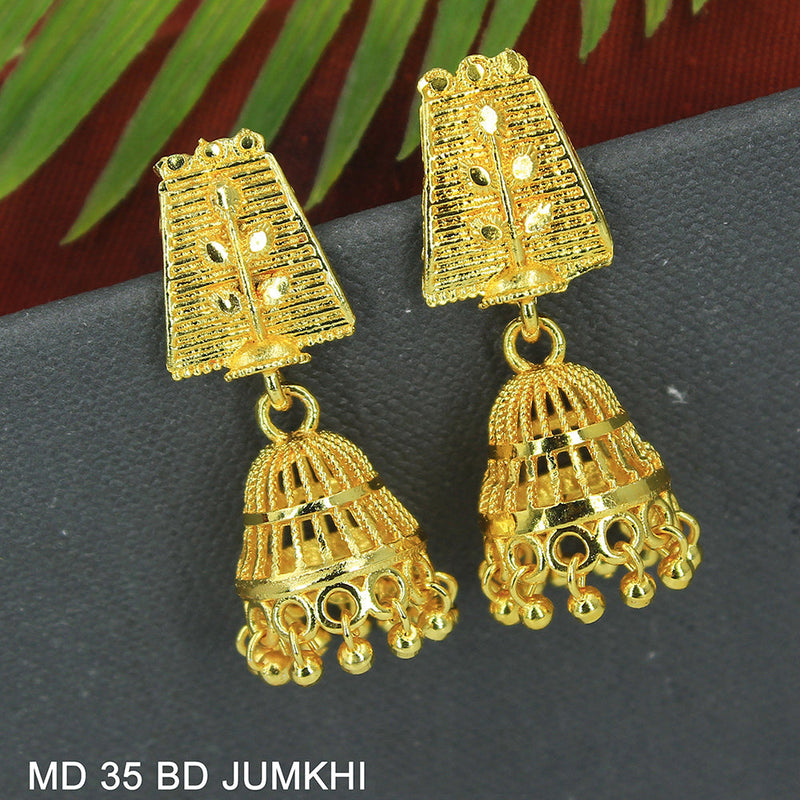 Golden Embossed Temple Style Jhumka Earrings Jewelry 469JW08