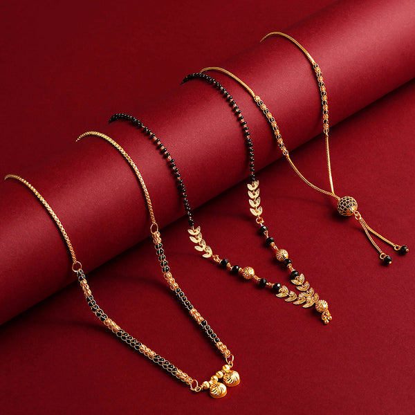 Shrishti Fashion Lovely Gold Plated Set Of 3 Mangalsutra Combo For Women