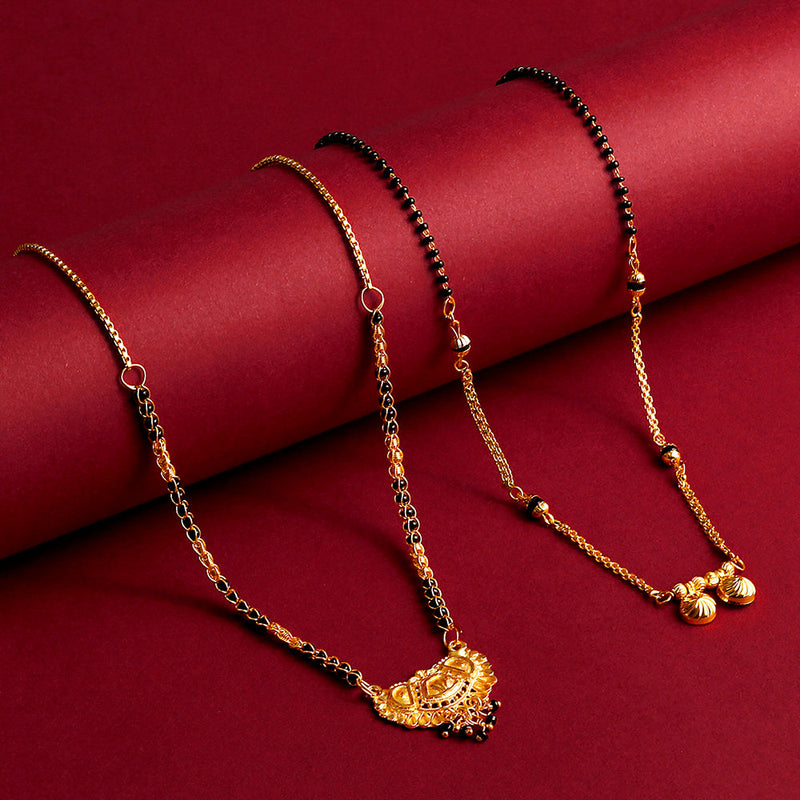 Shrishti Fashion Traditional Gold Plated Set Of 2 Mangalsutra Combo For Women