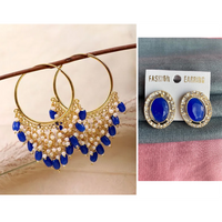 Mahavir Gold Plated Stud & Dangler Earrings Combo