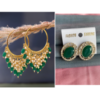 Mahavir Gold Plated Stud & Dangler Earrings Combo
