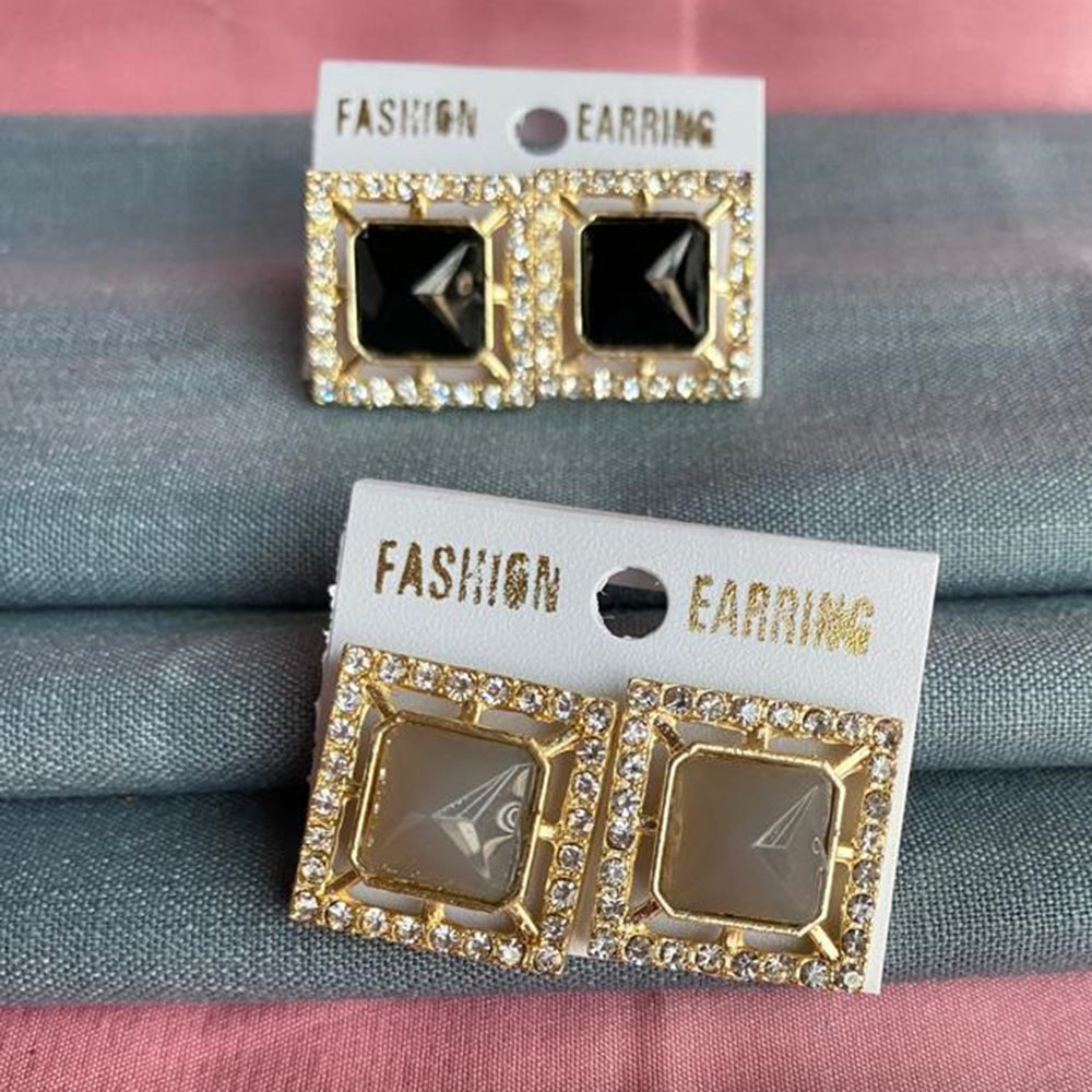 Mahavir Gold Plated Stud Earrings Combo