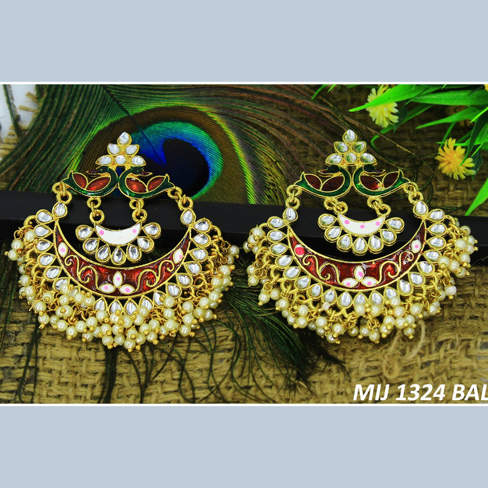 Mahavir Gold Plated Meenakari And Kundan Designer Dangler Earrings