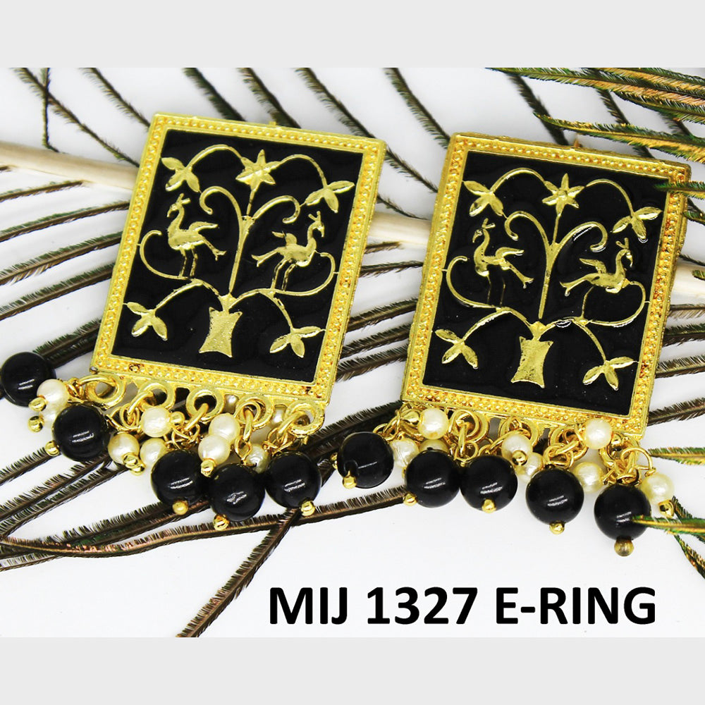 Mahavir Gold Plated Meenakari And Beads Designer Dangler Earrings