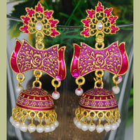 Mahavir Gold Plated Meenakari And Pearl Designer Jhumki Earrings