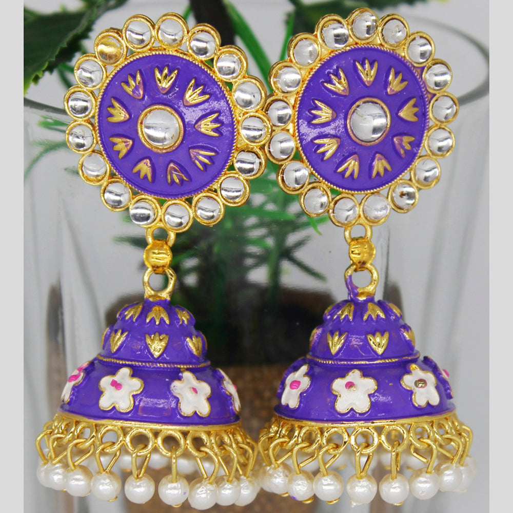 Mahavir Gold Plated Meenakari And Kundan Designer Jhumki Earrings