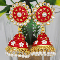 Mahavir Gold Plated Meenakari And Kundan Designer Jhumki Earrings