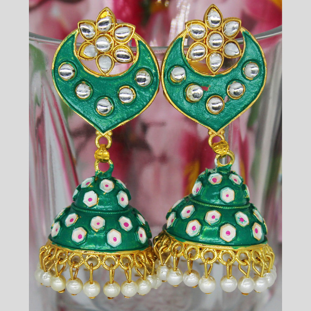 Mahavir Gold Plated Meenakari And Kundan Designer Jhumki Earrings