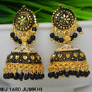 Mahavir Gold Plated Meenakari And Beads Designer Jhumki Earrings