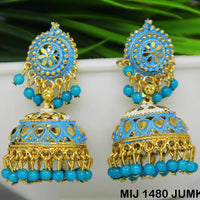 Mahavir Gold Plated Meenakari And Beads Designer Jhumki Earrings