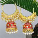 Mahavir Gold Plated Meenakari And Beads Designer Jhumki Earrings