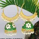 Mahavir Gold Plated Meenakari And Pearl Designer Jhumki Earrings