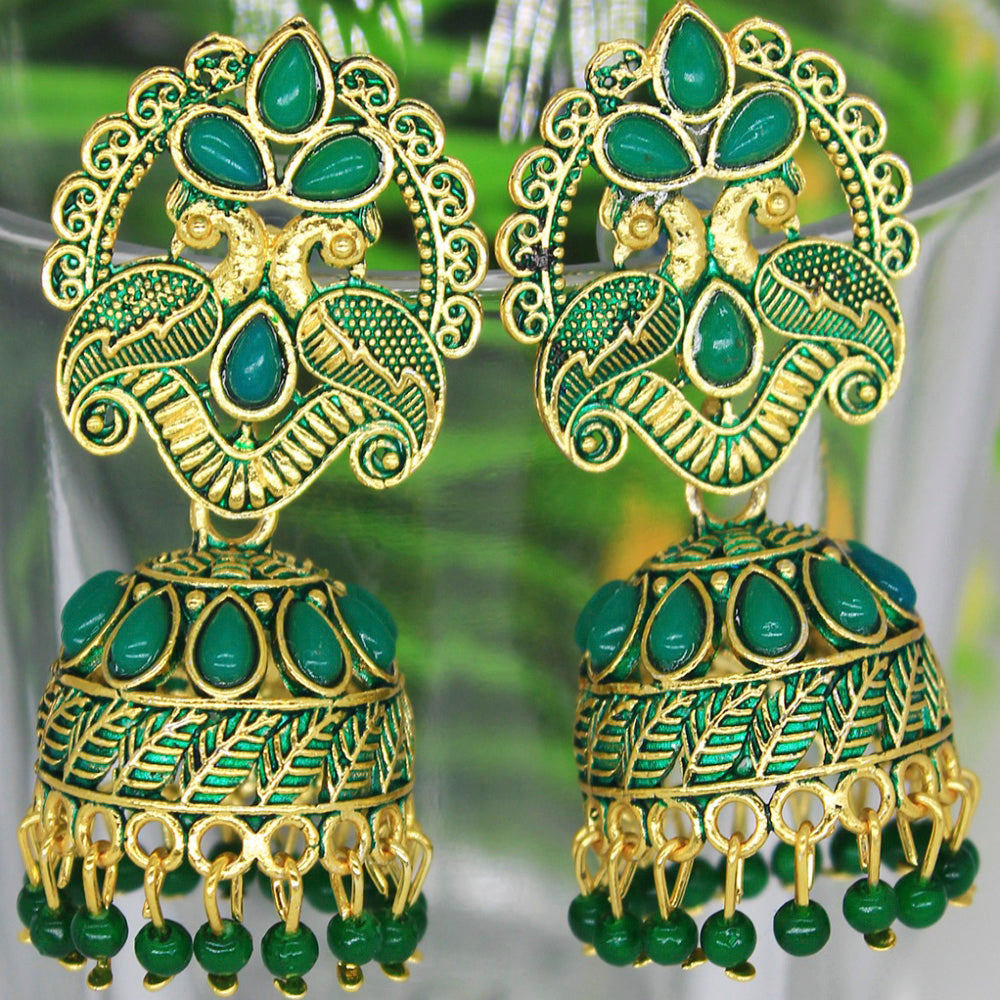 Mahavir Gold Plated Meenakari And Kundan Designer Jhumki Earrings