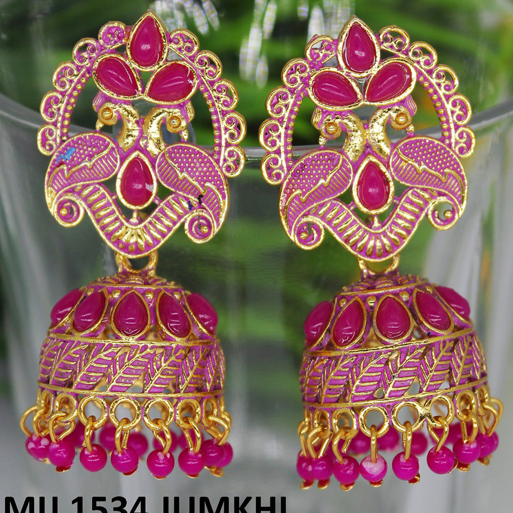Mahavir Gold Plated Meenakari And Kundan Designer Jhumki Earrings