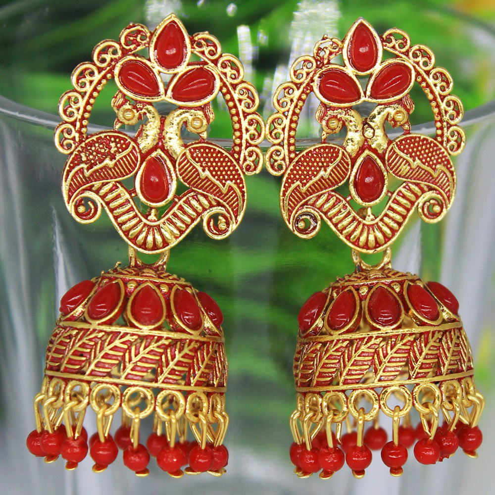 Mahavir Gold Plated Meenakari And Kundan Designer Jhumki Earrings
