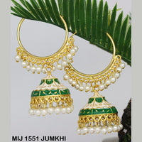 Mahavir Gold Plated Meenakari And Pearl Designer Jhumki Earrings