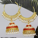 Mahavir Gold Plated Meenakari And Pearl Designer Jhumki Earrings