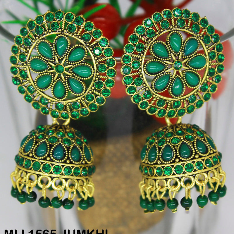 Mahavir Gold Plated Pota And Austrian Stone Designer Jhumki Earrings