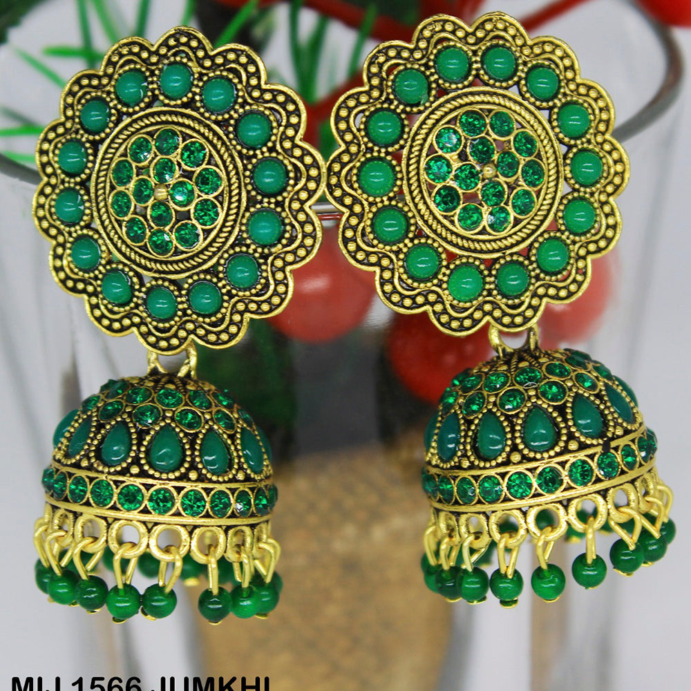 Mahavir Gold Plated Pota And Austrian Stone Designer Jhumki Earrings