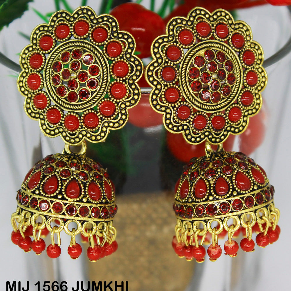 Mahavir Gold Plated Pota And Austrian Stone Designer Jhumki Earrings