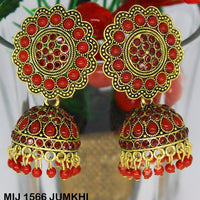 Mahavir Gold Plated Pota And Austrian Stone Designer Jhumki Earrings