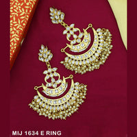 Mahavir Gold Plated Kundan Dangler Earrings