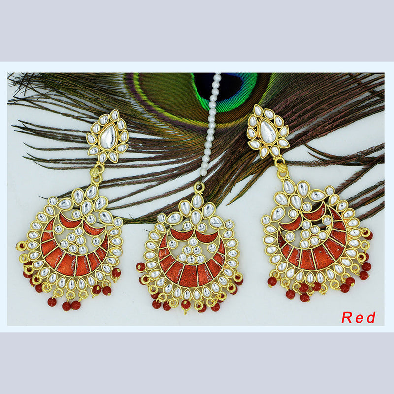 Mahavir Gold Plated Kundan & Meenakari Earrings