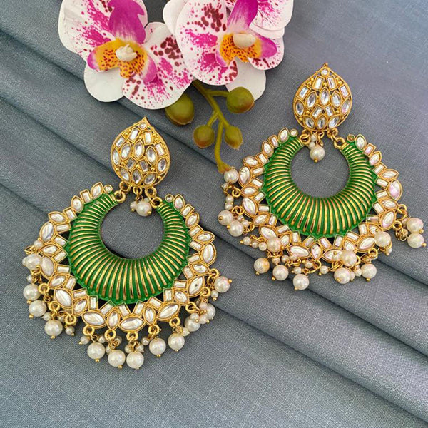 Mahavir Gold Plated Kundan & Meenakari Dangler Earrings