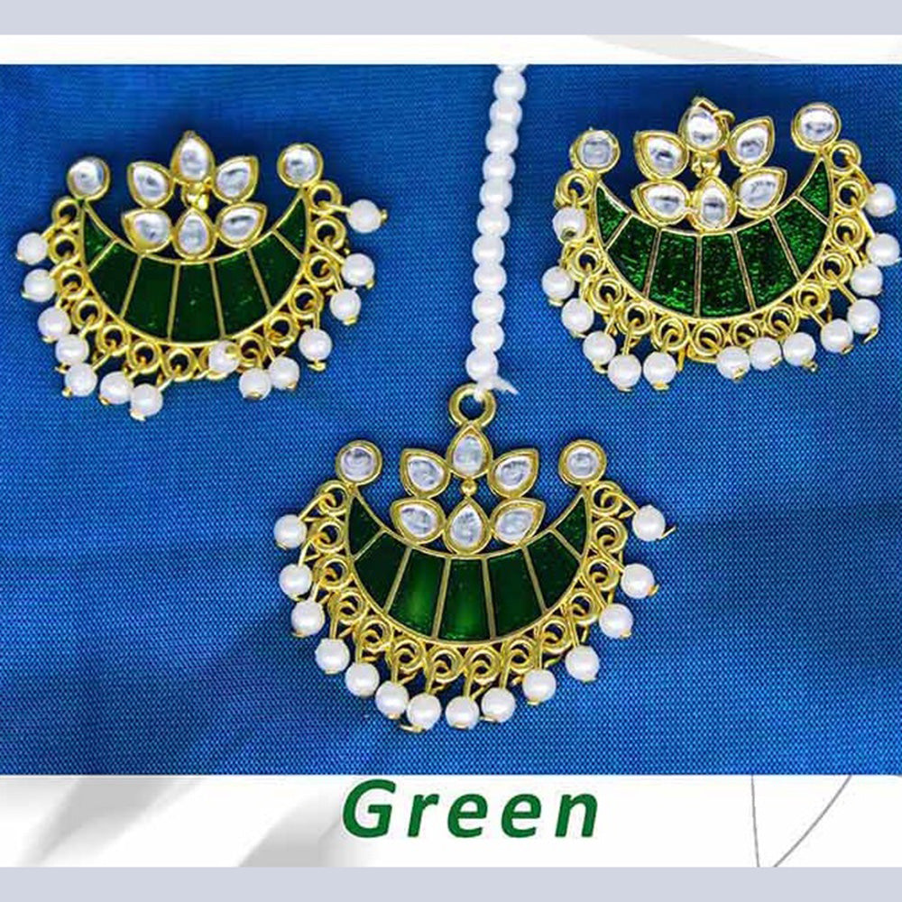 Mahavir Gold Plated Kundan & Meenakari Earrings