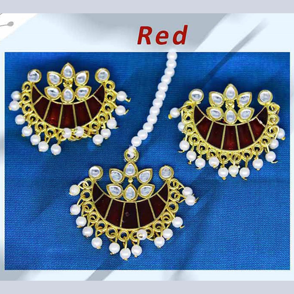 Mahavir Gold Plated Kundan & Meenakari Earrings
