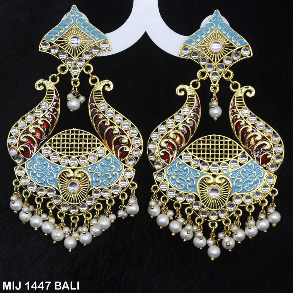 Mahavir Gold Plated Designer Dangler Earrings - MIJ 1447 BALI