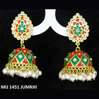 Mahavir Gold Plated Meenakari And Kundan Designer Jhumki Earrings - MIJ 1451 Jumkhi