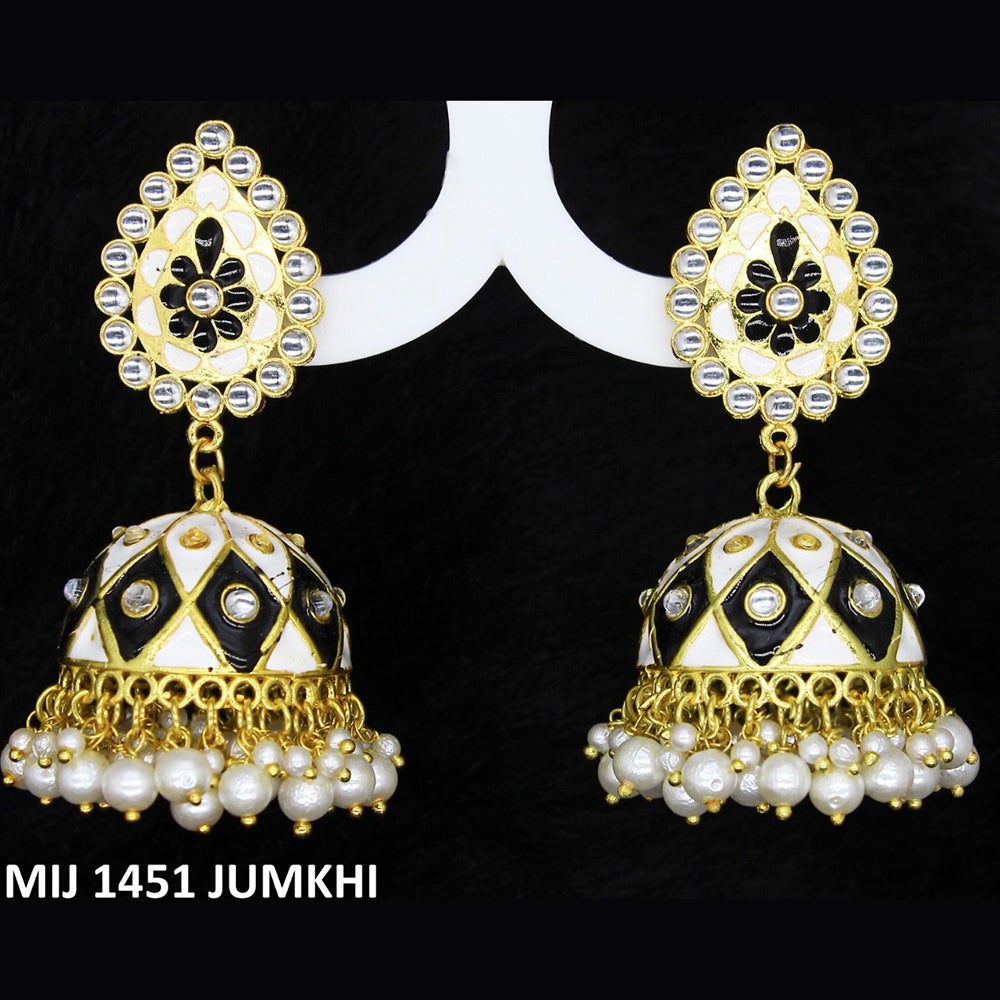 Mahavir Gold Plated Meenakari And Kundan Designer Jhumki Earrings - MIJ 1451 Jumkhi