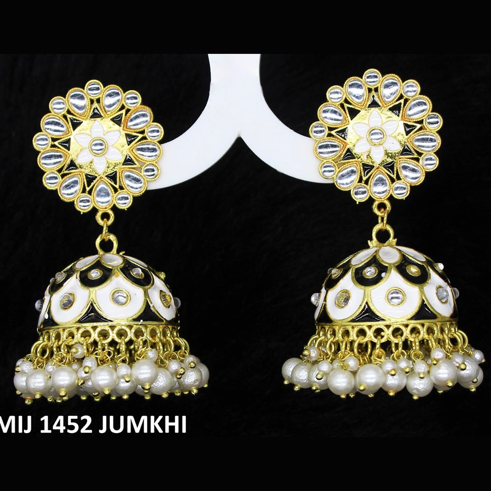 Mahavir Gold Plated Meenakari And Kundan Designer Jhumki Earrings - MIJ 1452 Jumkhi