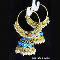 Mahavir Gold Plated Meenakari And Pearl Designer Jhumki Earrings - MIJ 1454 Jumkhi