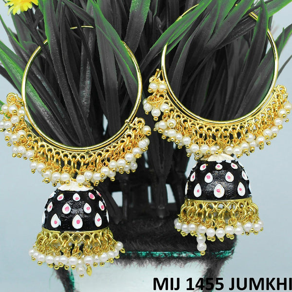 Mahavir Gold Plated Meenakari And Pearl Designer Jhumki Earrings - MIJ 1455 Jumkhi