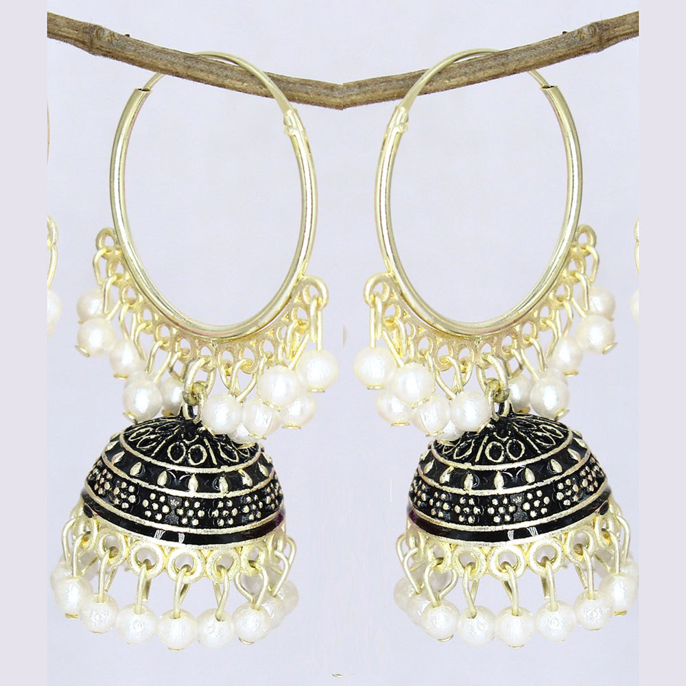 Mahavir Gold Plated Meenakari Jhumki Earrings