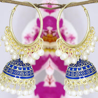 Mahavir Gold Plated Meenakari Jhumki Earrings