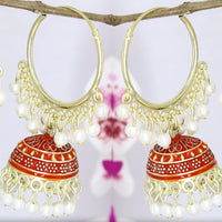 Mahavir Gold Plated Meenakari Jhumki Earrings