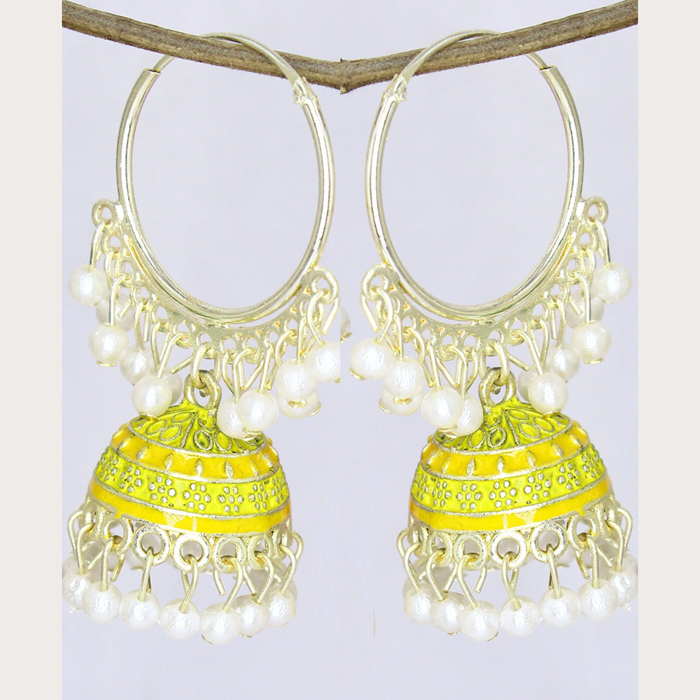 Mahavir Gold Plated Meenakari Jhumki Earrings