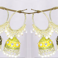 Mahavir Gold Plated Meenakari Jhumki Earrings