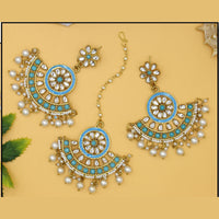 Mahavir Gold Plated Earrings With Maangtikka