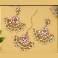Mahavir Gold Plated Earrings With Maangtikka