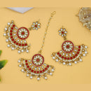 Mahavir Gold Plated Earrings With Maangtikka
