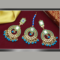 Mahavir Gold Plated Mirror Earrings With Maangtikka