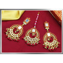 Mahavir Gold Plated Mirror Earrings With Maangtikka