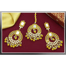 Mahavir Gold Plated Mirror Earrings With Maangtikka